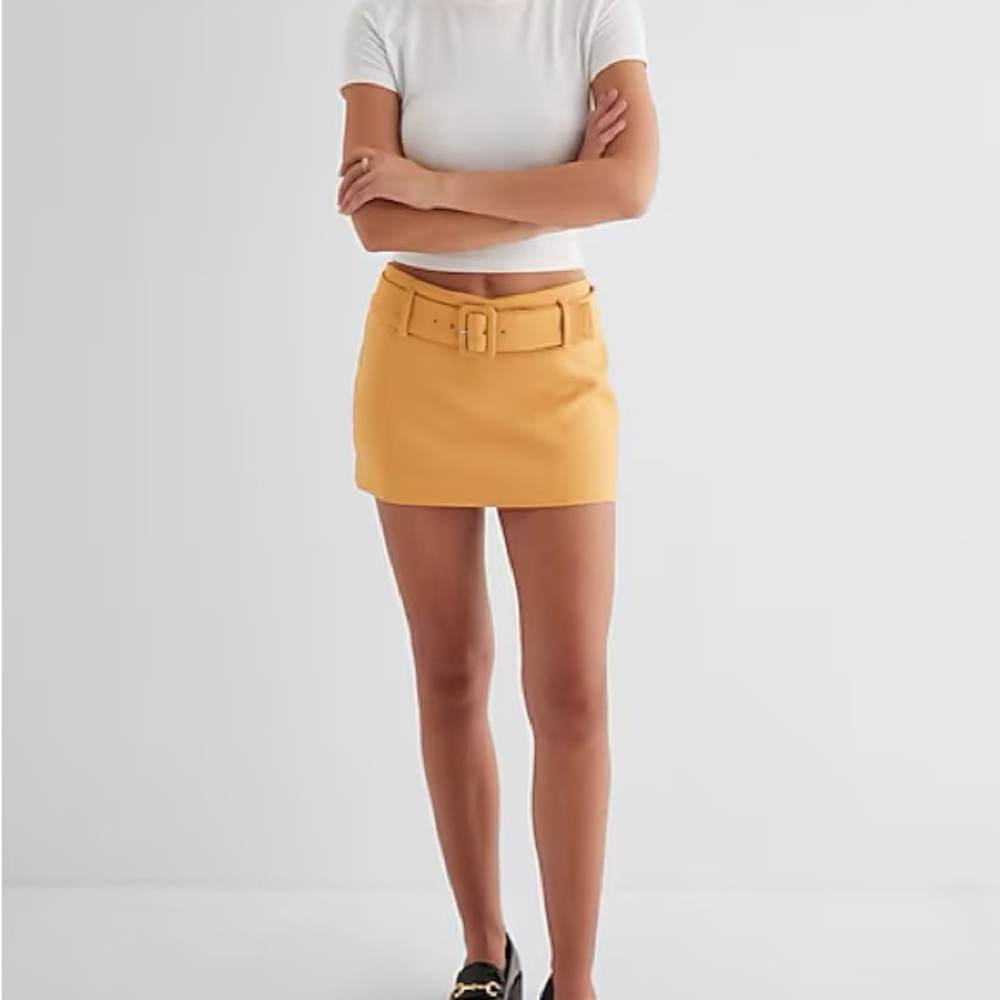 Yellow Belted Mini Skirt